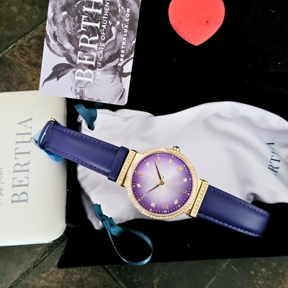 Bertha Women's BTHBR9304 Purple Leather Watch - Picture 7 of 8